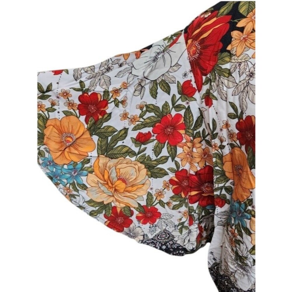 Farm Rio Reyna Floral Blouse Size XL Boho City Flowy Viscose Made in Turkey - Picture 2 of 10